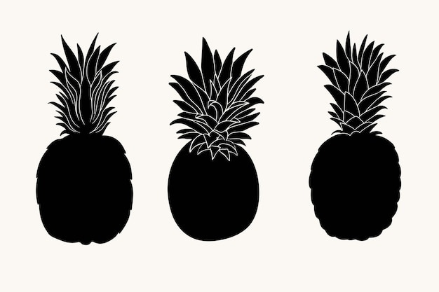Vector handgetekend ananassilhouet