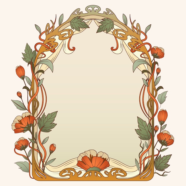 Handgetekend art nouveau-frameontwerp