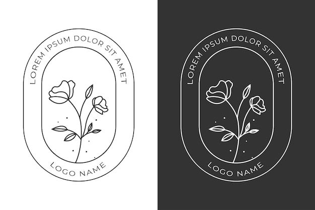 Handgetekend botanisch logo-ontwerp