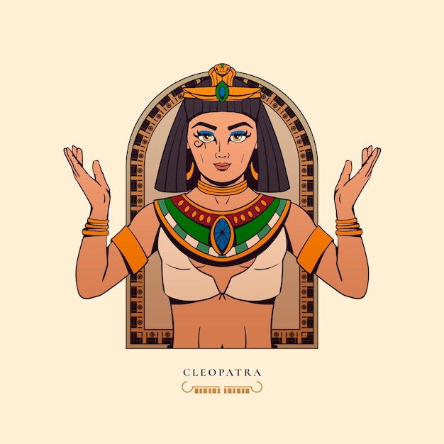 Vector handgetekend cleopatra-logo-ontwerp