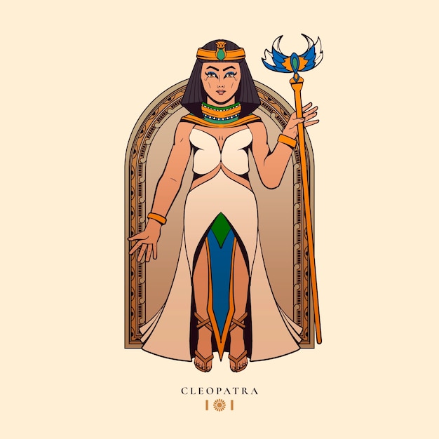 Vector handgetekend cleopatra-logo-ontwerp