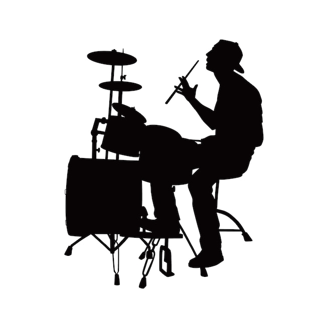 Handgetekend drummersilhouet