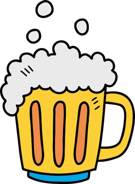 Handgetekend glas ter illustratie van bier