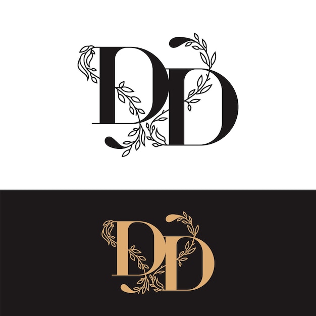 Vector handgetekend huwelijksmonogram dd-logo