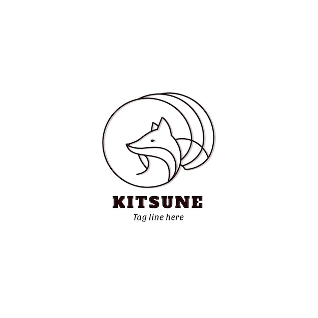 Handgetekend kitsune-logo