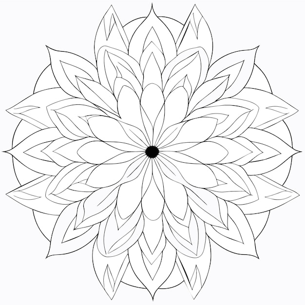Handgetekend monochromatisch patroon of mandala-ontwerp of kleurboekpagina-ontwerp