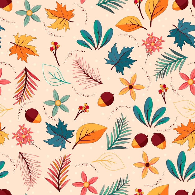 Handgetekend patroonontwerp voor het herfstseizoen