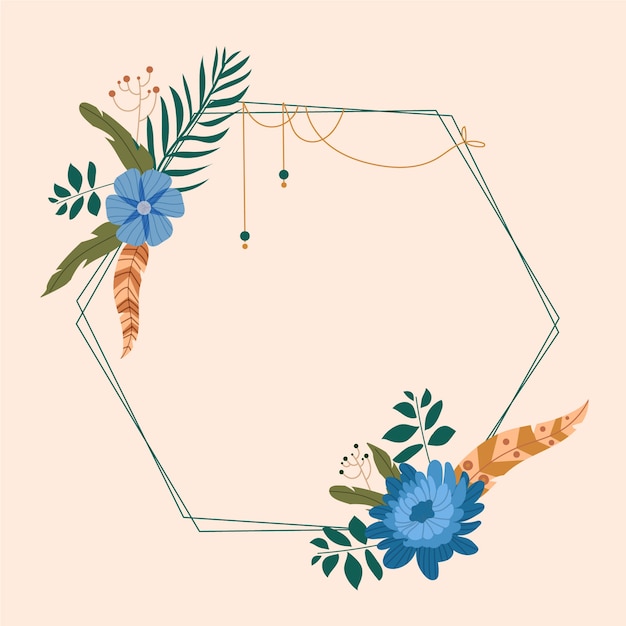 Vector handgetekend plat ontwerp boho frame-ontwerp