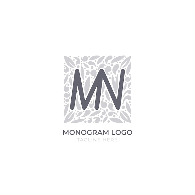 Vector handgetekend plat ontwerp mn of nm logo