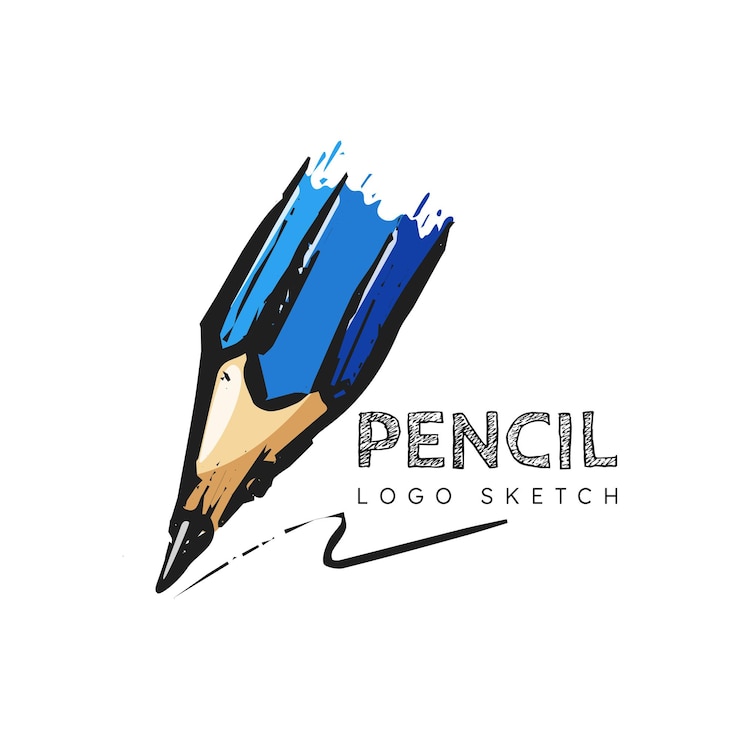 Handgetekend potloodlogo-ontwerp met schetsstijl