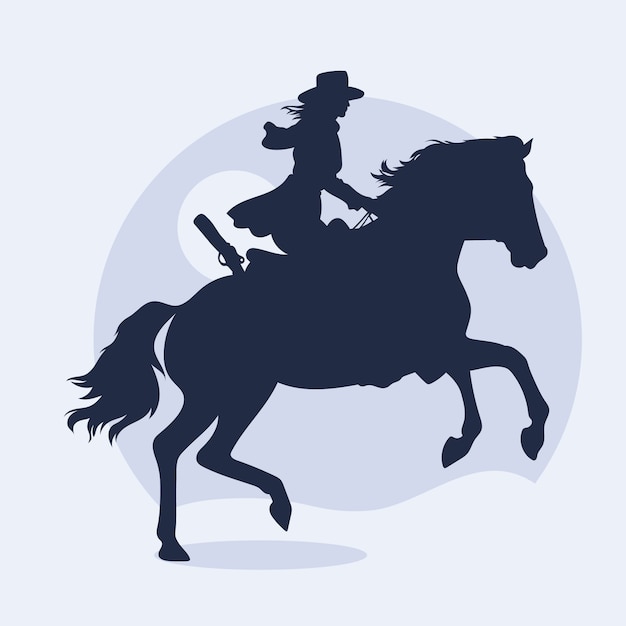 Vector handgetekend silhouet van een cowgirl