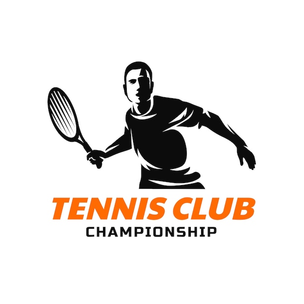 Vector handgetekend tennislogo ontwerp