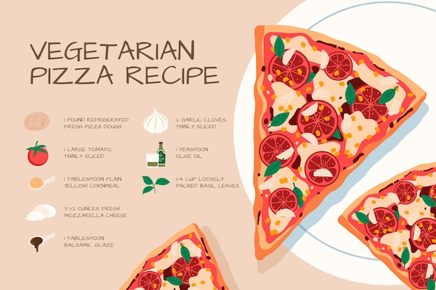 Vector handgetekend vegetarisch recept