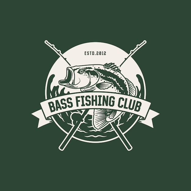 Handgetekend Vintage Fishing Club-logolabel