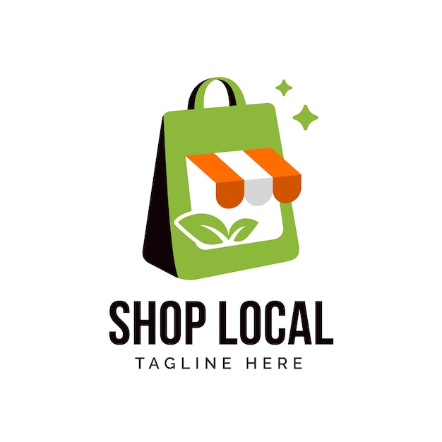 Vector handgetekend winkel lokaal logo-ontwerp
