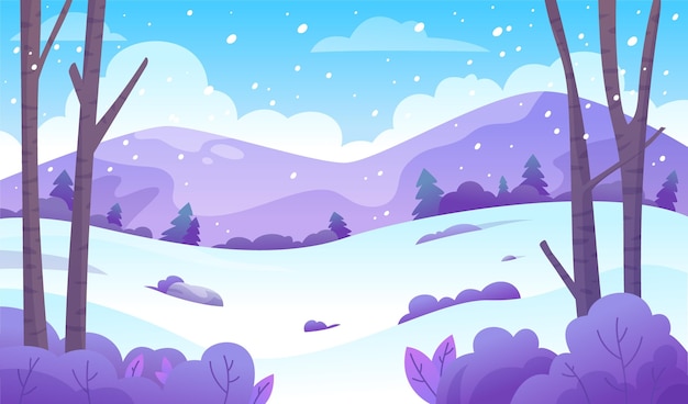 Handgetekend winterlandschap