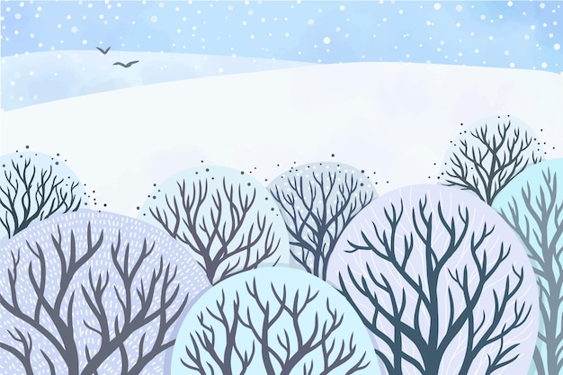 Vector handgetekend winterlandschap