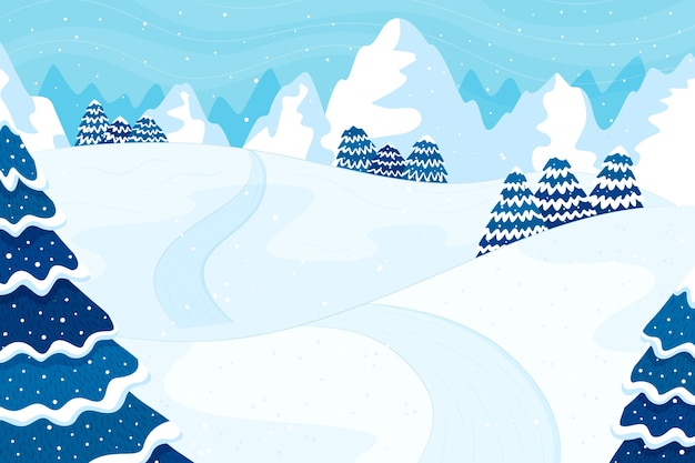 Vector handgetekend winterlandschap