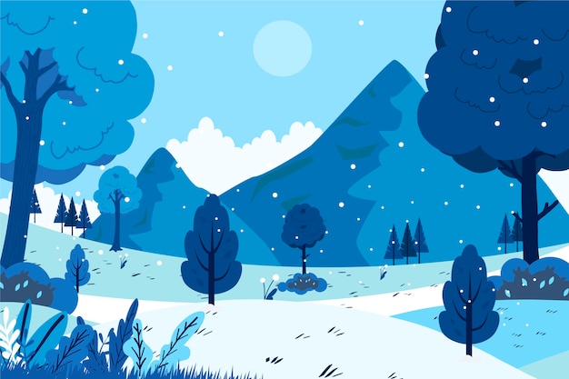 Vector handgetekend winterlandschap