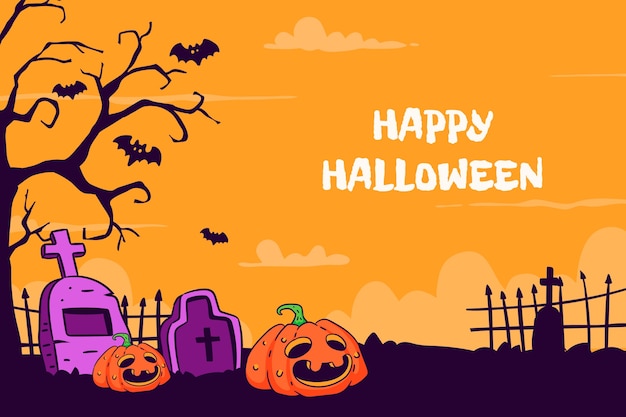 Handgetekende achtergrond voor de Halloween viering