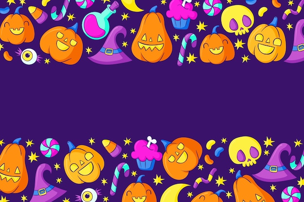 Handgetekende achtergrond voor halloween-feest