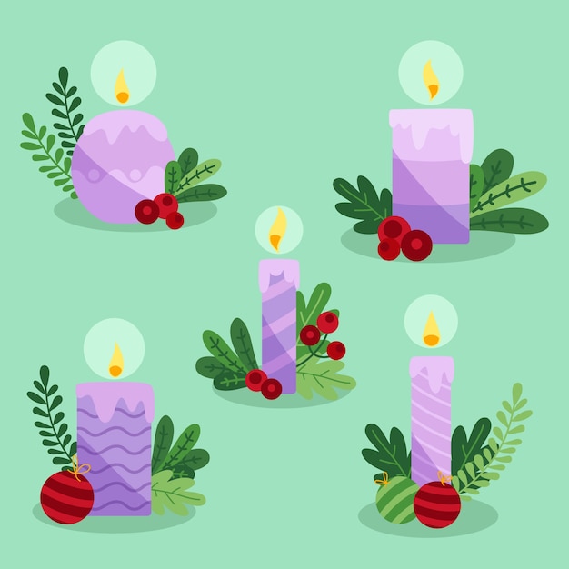 Vector handgetekende adventskaarsencollectie