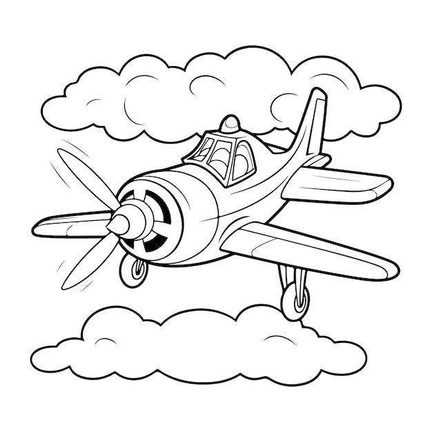 Vector handgetekende aeroplan kleurpagina illustratie vector ai
