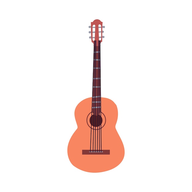 Handgetekende akoestische gitaar icoon in doodle stijl Muziekinstrument in platte stijl geïsoleerd op wit