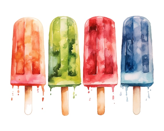 Handgetekende aquarel aquarel ijslolly clipart