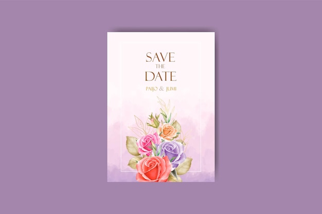 Handgetekende aquarel bloemen frame bruiloft uitnodigingskaart