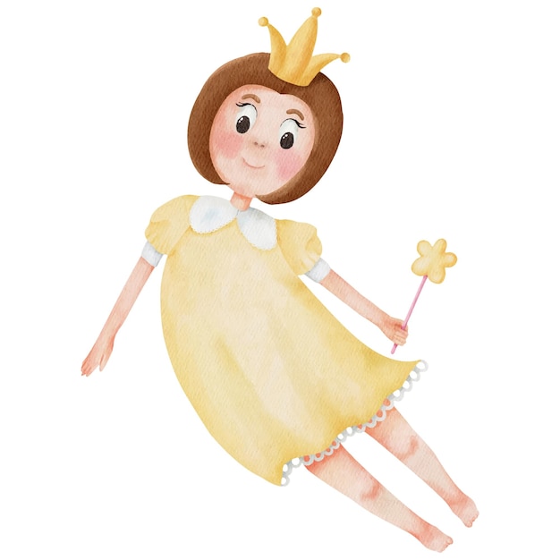 Vector handgetekende aquarel fairy princess kids baby illustratie