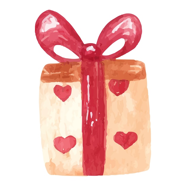 Handgetekende aquarel geschenkdoos met strik Aquarel illustratie van huidige verrassing voor verjaardag verjaardag valentijnsdag