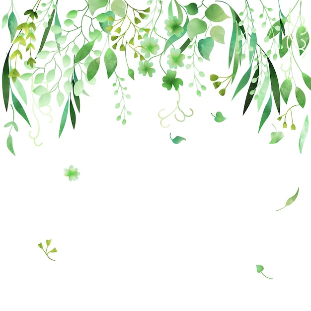Vector handgetekende aquarel groene bloemen frame gemaakt in vector