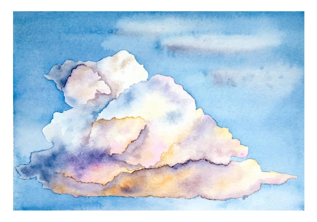 Handgetekende aquarel wolken Zonsondergang wolken