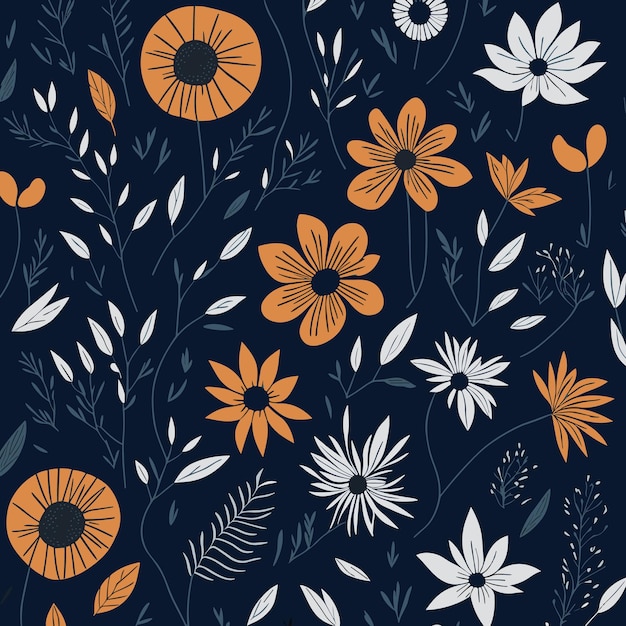 Handgetekende artistieke abstracte bloemenprent Creatief collage patroon Modieus sjabloon voor ontwerp