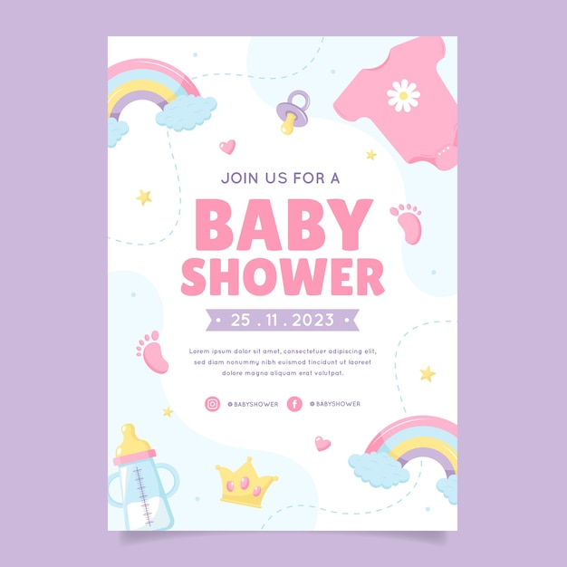 Vector handgetekende baby shower poster