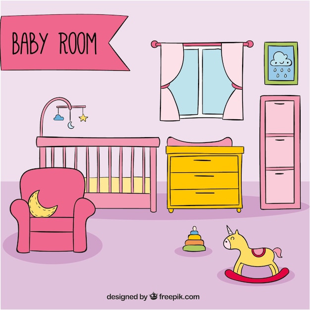 handgetekende babykamer