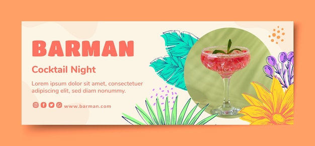 Vector handgetekende bar man facebook cover