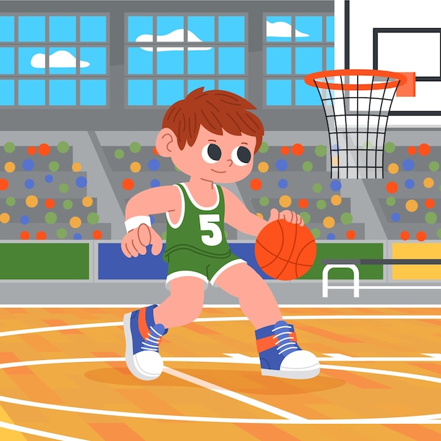 Handgetekende basketbal cartoon illustratie