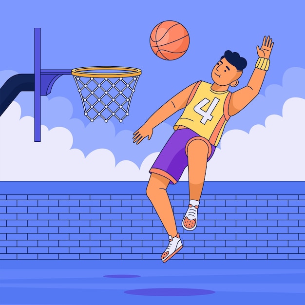 Handgetekende basketbal tekening illustratie