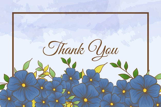 Handgetekende bedankkaart met bloemen Premium Vector