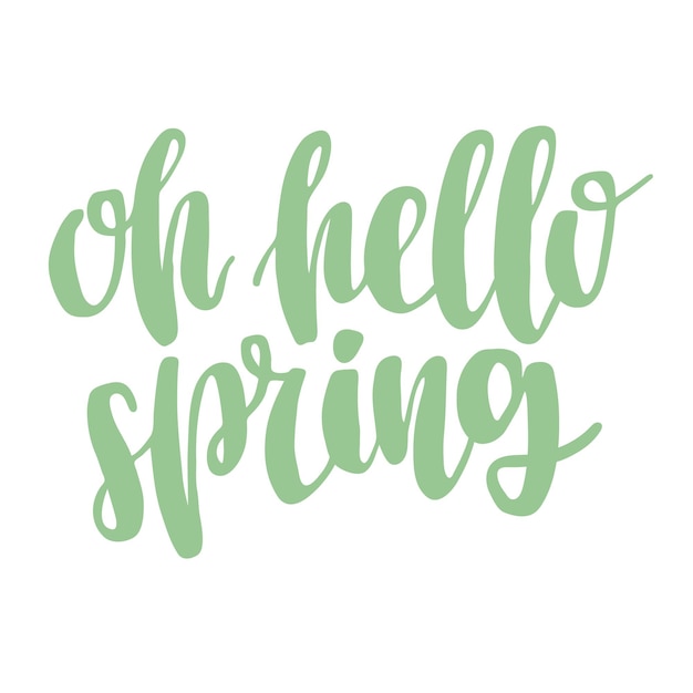 Handgetekende belettering citaat oh hallo lente