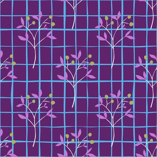 Handgetekende bessenelementen met bladeren naadloos patroon doodle botanische planten wallpaper