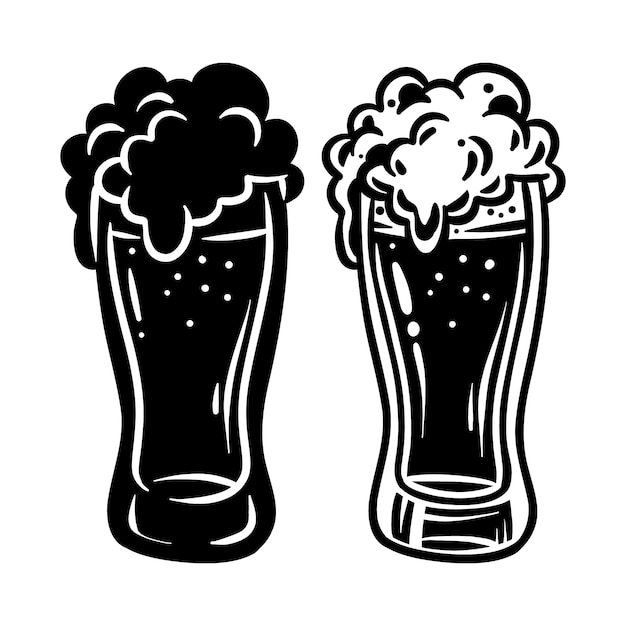 Vector handgetekende bier silhouet set