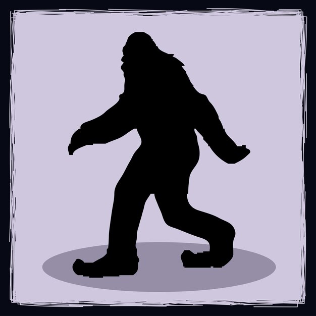 Vector handgetekende bigfoot silhouet illustratie