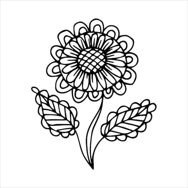 Handgetekende bloem enkele doodle element