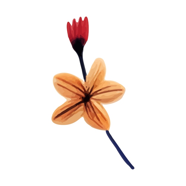 Handgetekende bloem in de traditionele etnische folklorestijl Helder aquarelgebladerte
