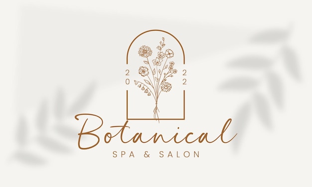 Handgetekende bloemen botanische logo bundel illustratie collectie voor schoonheid, natuurlijk, biologisch premium