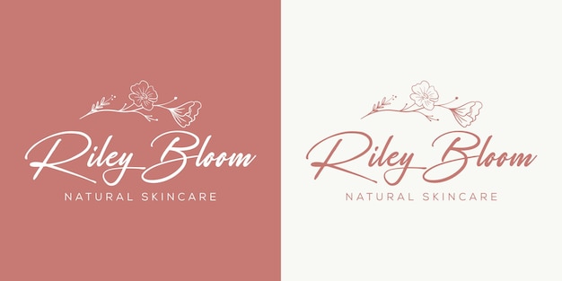 Handgetekende bloemen botanische logo bundel illustratie collectie voor schoonheid, natuurlijk, biologisch Premium