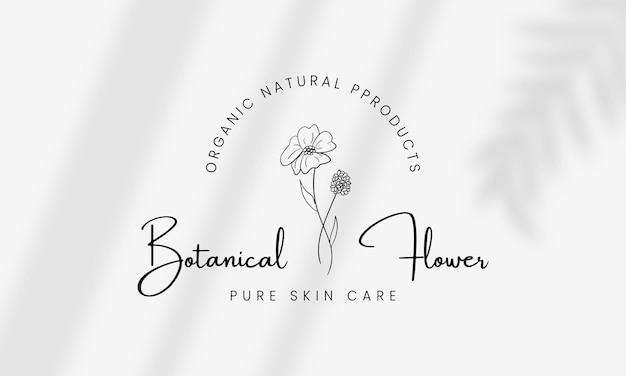 Handgetekende bloemen botanische logo bundel illustratie collectie voor schoonheid natuurlijke organische Premium